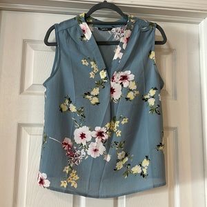 SHEIN blue flower tank top/blouse